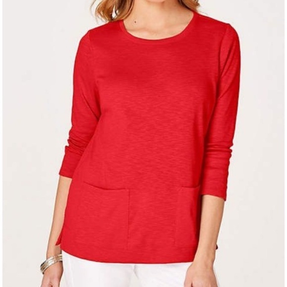 J. Jill Pima Two-Pocket Black Tee Top - L - Picture 8 of 12